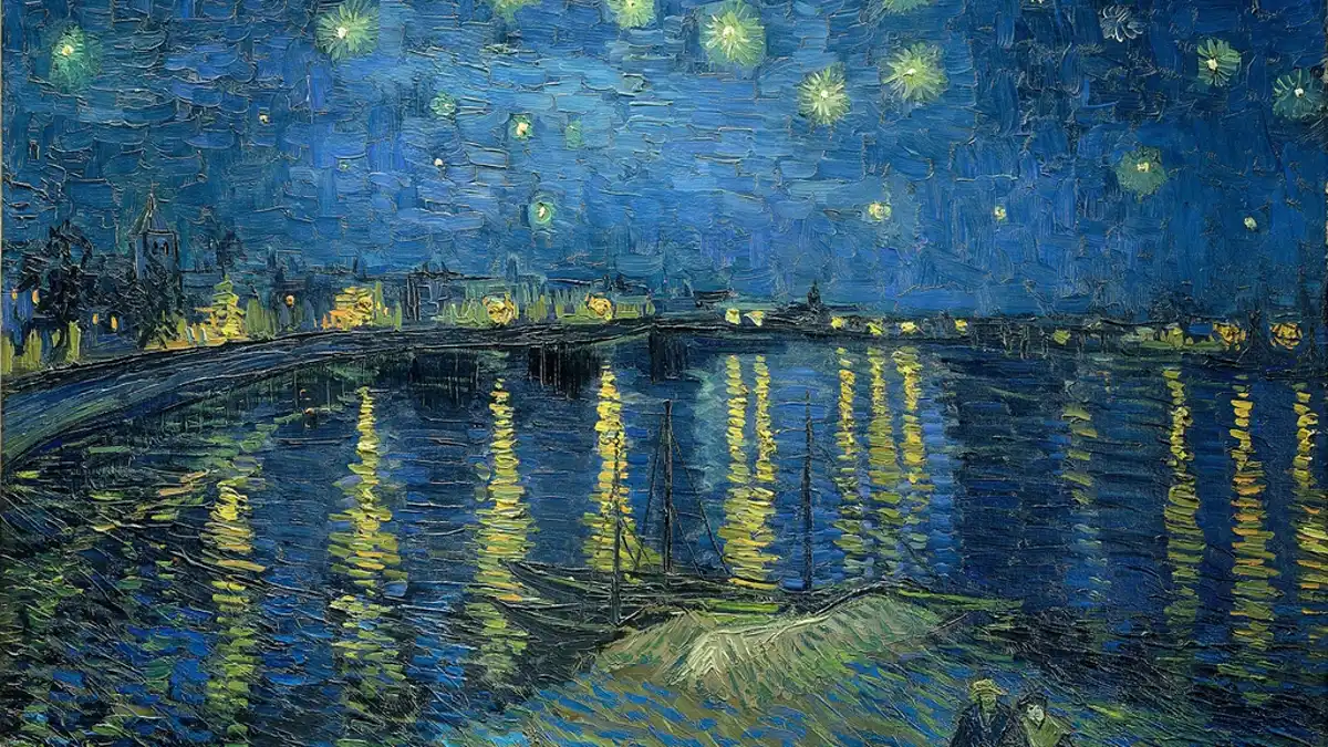 Vincent van Gogh’s painting Starry Night Over the Rhône, shown as an example of the artist’s work