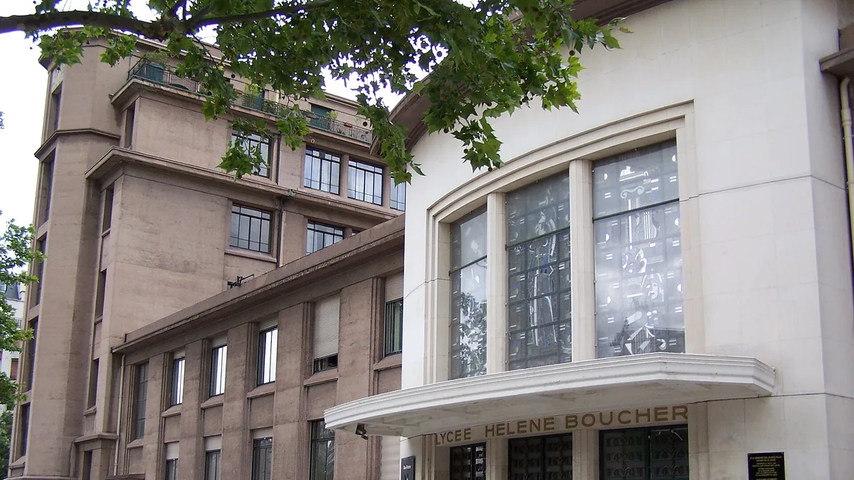 The facade of Lycée Hélène Boucher, a public high school in the 20th arrondissement of Paris