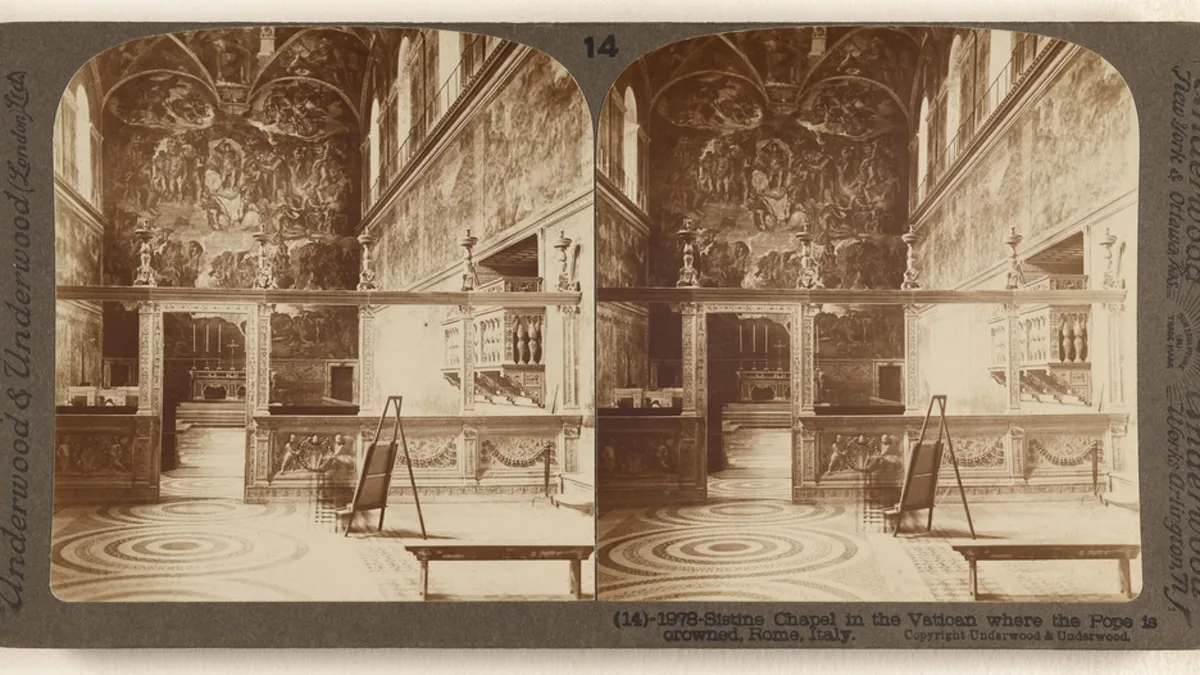 Historic interior view of the Sistine Chapel at the Vatican