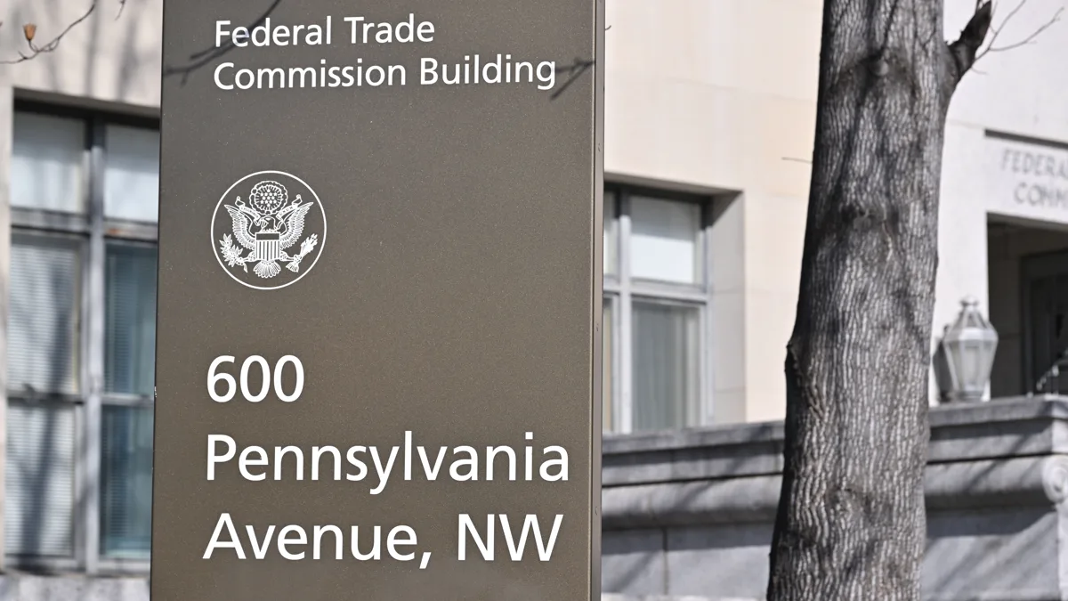 Sign outside the Federal Trade Commission Building at 600 Pennsylvania Avenue NW in Washington