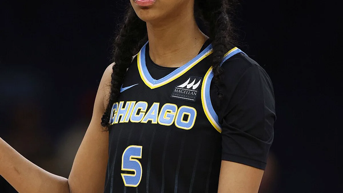 Angel Reese on the court during a WNBA game