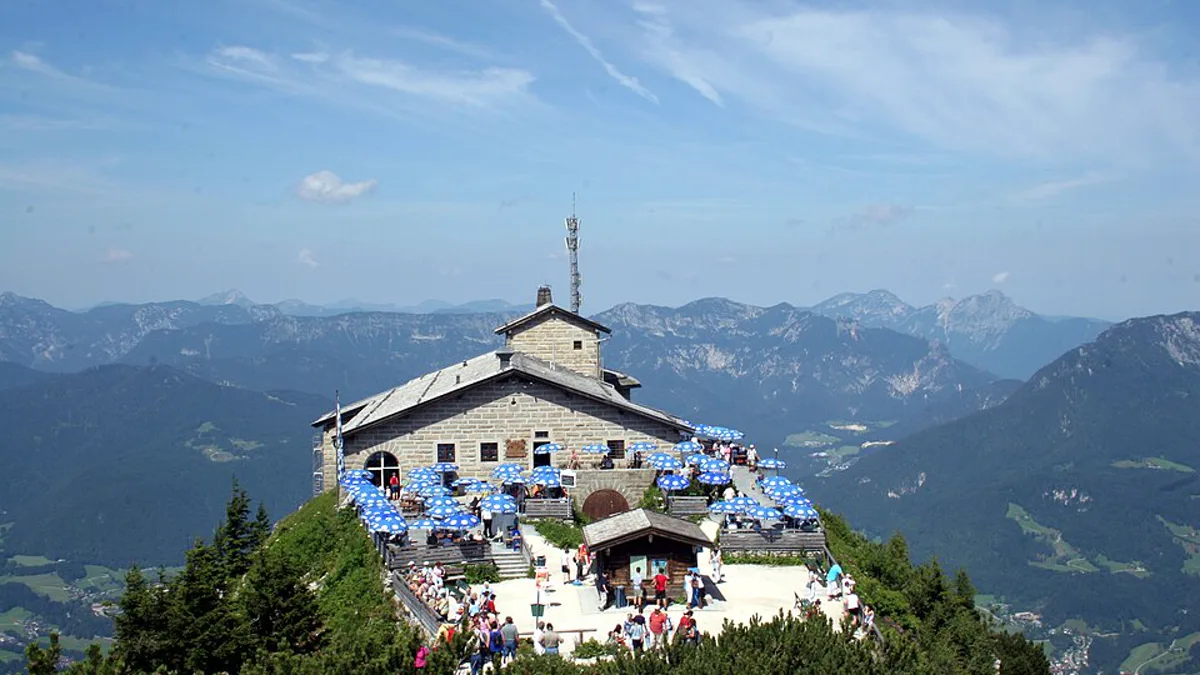 The Kehlsteinhaus perched on a rocky summit above the Bavarian Alps near Berchtesgaden